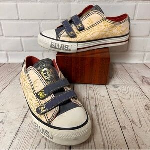 Vintage Elvis Presley Graceland Shoes canvas king Size 5 Women White Gold RARE